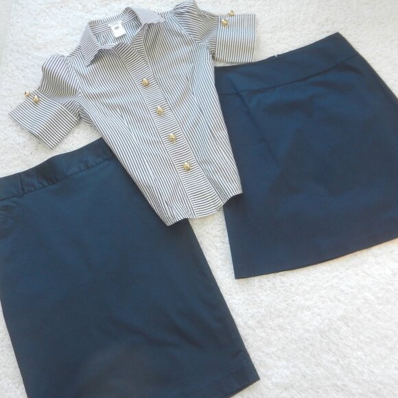Banana Republic skirts navy Size 2, 4 /Kate Spade silk & cotton Blse Small - Picture 2 of 13